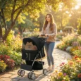 Folding Pet Stroller with Reflective Strips – Black, 10kg