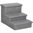 Three-Step Cat Stairs with Hidden Storage – Light Grey
