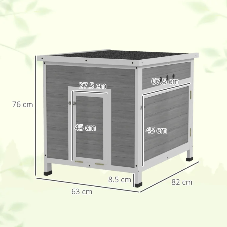Wooden Duck House with Opening Roof and Ramp – Light Grey