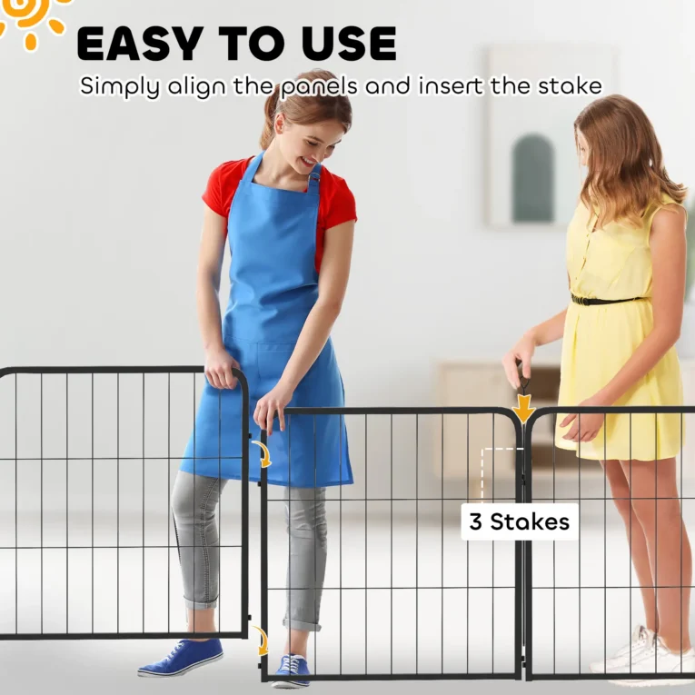 Two-Panel Dog Playpen Extension Pack with Stakes – Black, 60cm High