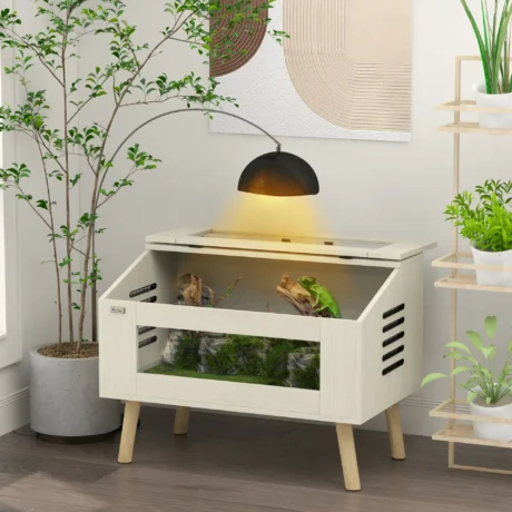 Raised Wooden Vivarium with Glass Viewing Panels – Oak Tone, 111L