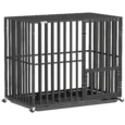 Steel Dog Crate with Wheels and Removable Tray – Black, 95cm