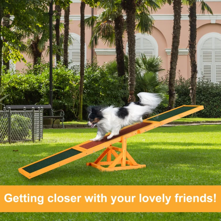 Wooden Dog Agility Seesaw – Natural, Brown and Green