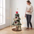 Green Cat Activity Tower with Two Dens and Scratching Ramp – 132cm