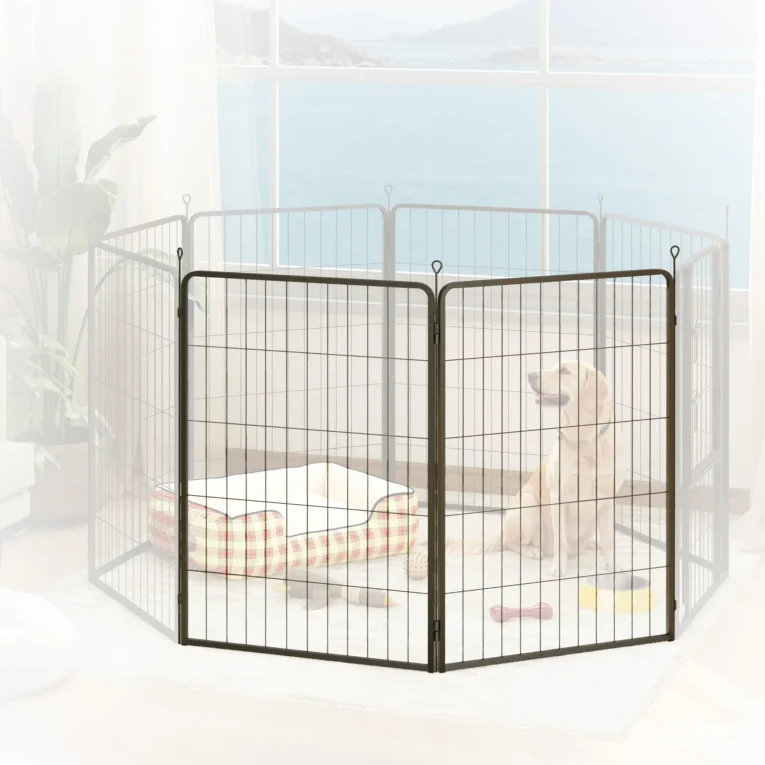 Tall Dog Playpen Extension Panels – Two-Pack, Black, 100cm High
