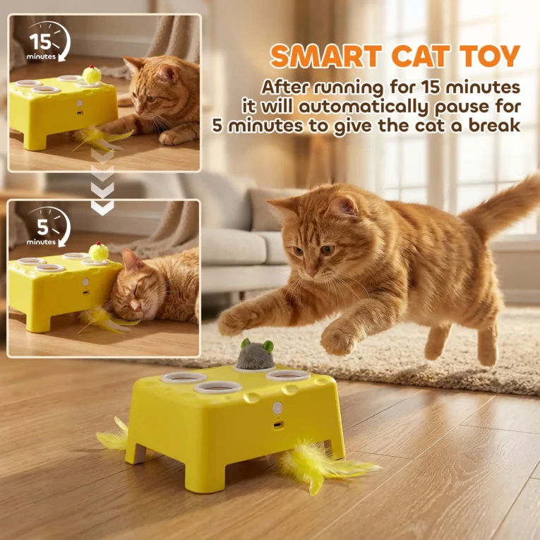 3-in-1 Interactive Cat Toy Rechargeable Indoor Mouse – Yellow, White 3-in-1 Interactive Cat Toy Rechargeable Indoor Mouse – Yellow, White