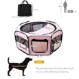 Portable Pet Playpen Dia 90x41cm Indoor Outdoor – Beige and Pink