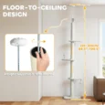 Cloud-Perch Floor-to-Ceiling Cat Tree – Beige, 225–255cm