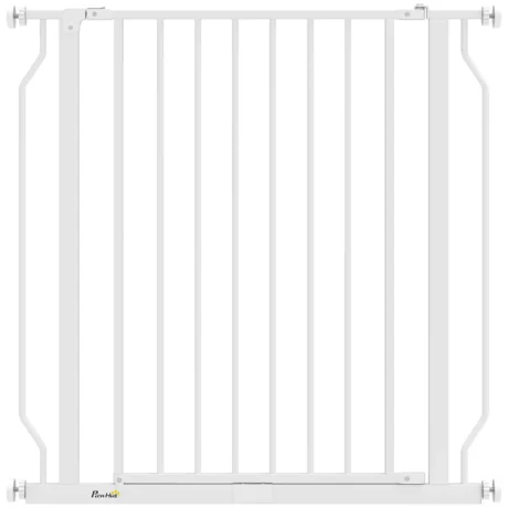 Adjustable Walk-Through Dog Gate – White, 75–85cm