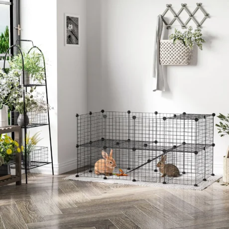 Modular 36-Panel Wire Pet Playpen – Black