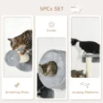 Wall-Mounted Cat Shelf and Den Set – Grey and Beige