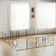 16-Panel Steel Dog Playpen with Two Doors – Grey, 80cm High