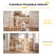 Three-Panel Folding Wooden Dog Gate – Natural, 150cm