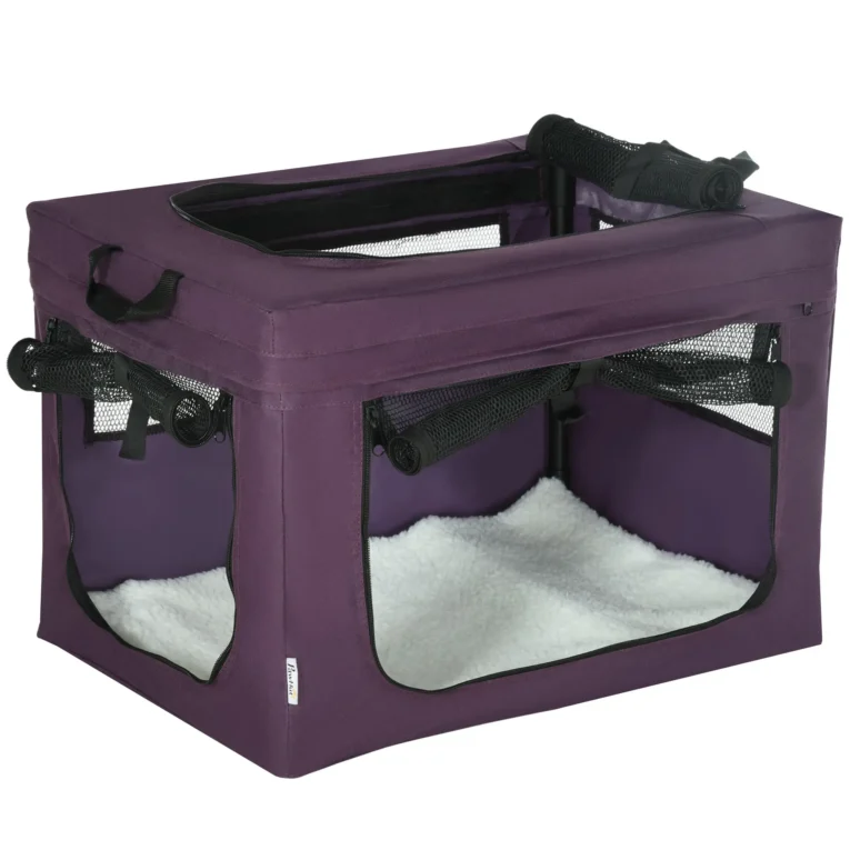Folding Fabric Pet Carrier – Purple, 60 × 42 × 42cm Folding Fabric Pet Carrier – Purple, 60 × 42 × 42cm