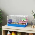 Portable Hamster Cage 2-Tier with Wheel – Blue and White
