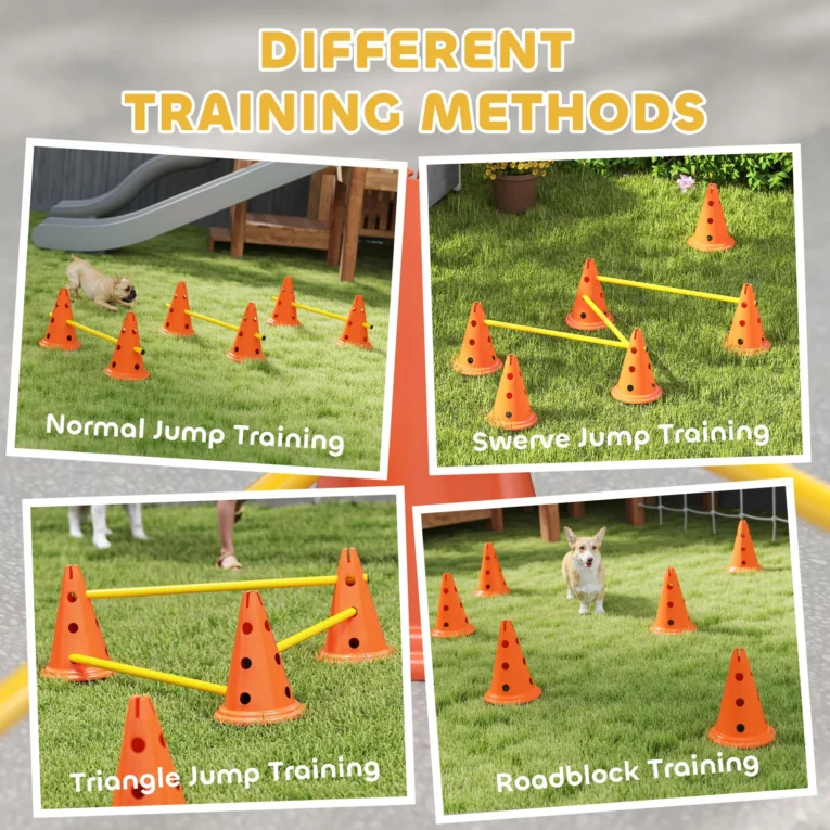 Three-Jump Dog Agility Set with Carry Bag – Orange and Yellow Three-Jump Dog Agility Set with Carry Bag – Orange and Yellow