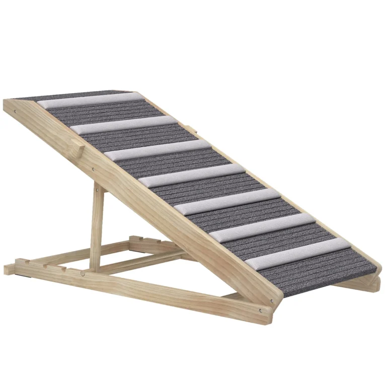 Adjustable Wooden Pet Ramp with Carpet Surface – Four Heights