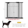 Dog Gate with 7cm Extension – Black, 74–87cm