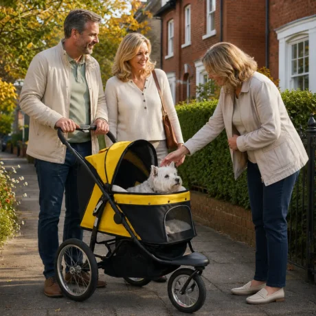 Folding Pet Stroller with Large Wheels – Dark Grey, 30kg