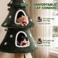 Green Cat Activity Tower with Two Dens and Scratching Ramp – 132cm
