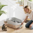 XXL High-Sided Steel Cat Litter Tray with Scoop – Grey, 70cm