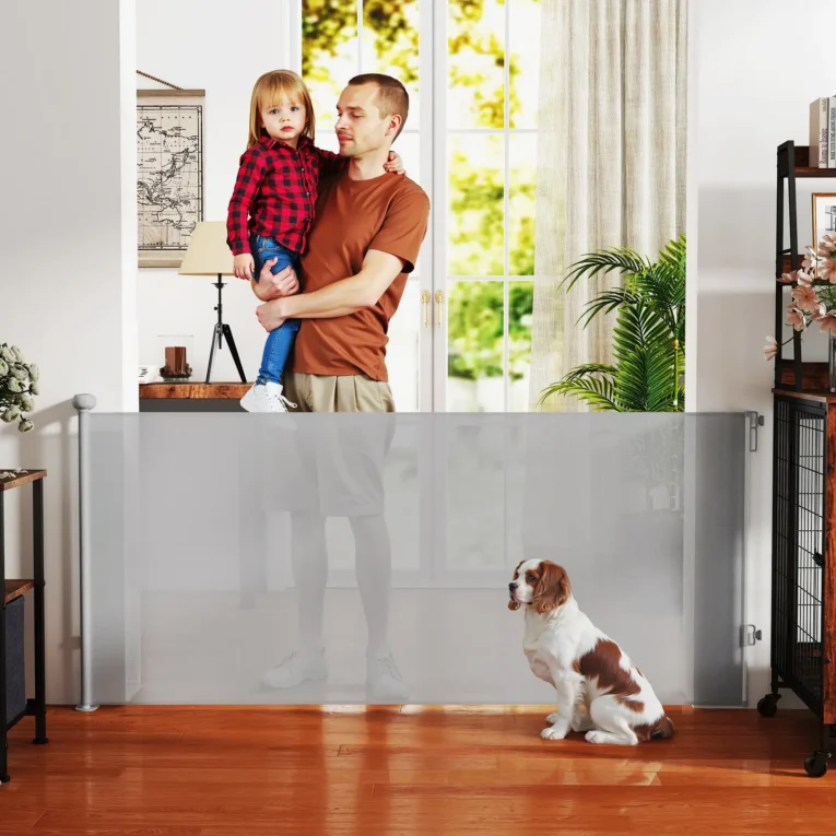Retractable Mesh Dog Gate for Openings up to 180cm – Grey