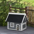 Outdoor Wooden Cat Shelter with Opening Roof – Grey, 77cm
