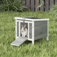 Wooden Rabbit Hutch 51x42x43cm – Grey