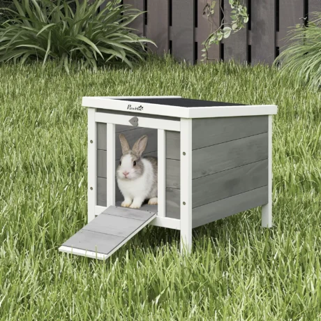 Wooden Rabbit Hutch 51x42x43cm – Grey