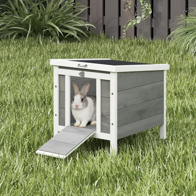 Wooden Rabbit Hutch 51x42x43cm – Grey