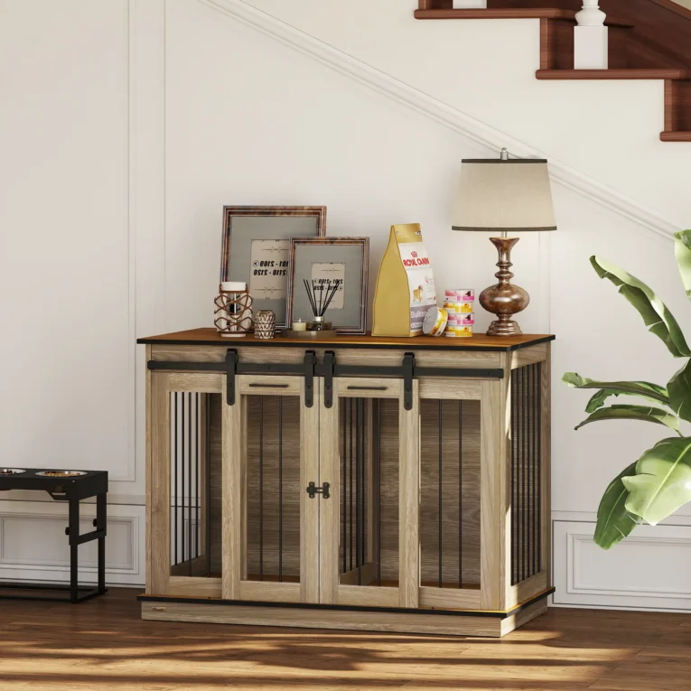 Dog Crate Furniture Large and Small Dogs – Oak tone