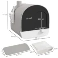 Hooded Cat Litter Box with Flap and Scoop – Light Grey