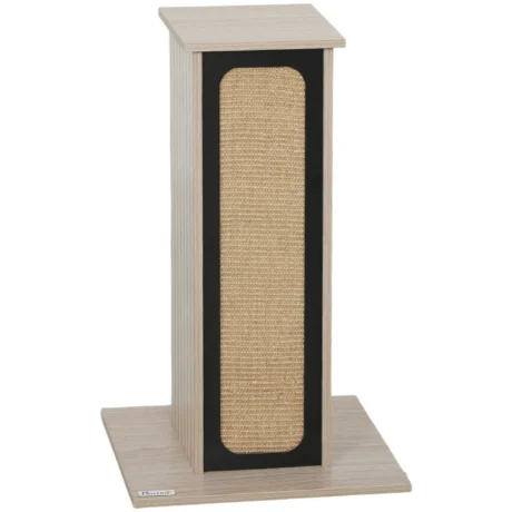 Cat Scratching Column with Top Perch and Replaceable Board – Oak, 63cm
