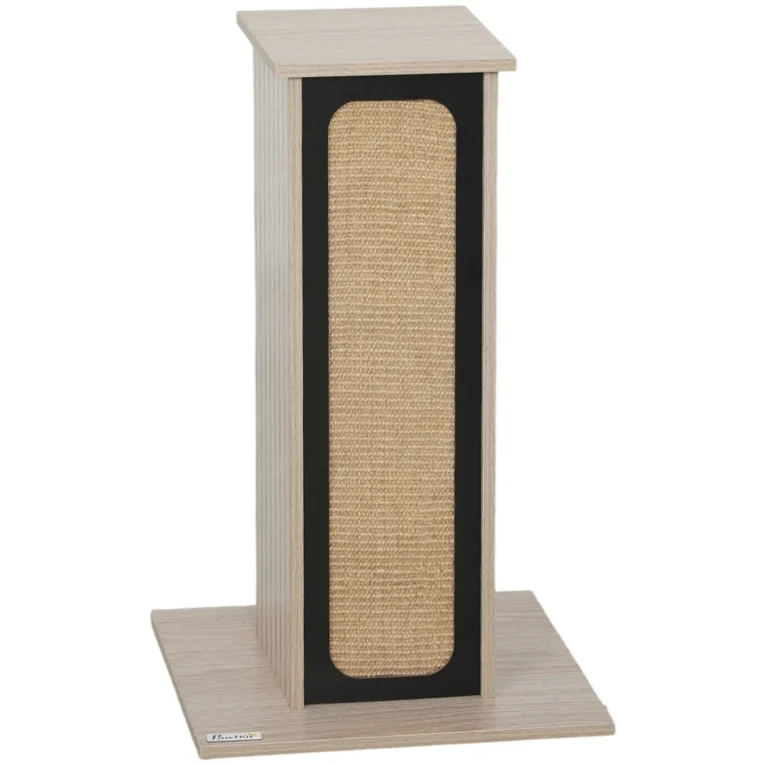 Cat Scratching Column with Top Perch and Replaceable Board – Oak, 63cm Cat Scratching Column with Top Perch and Replaceable Board – Oak, 63cm