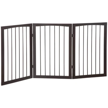 Three-Panel Folding Pet Barrier – Dark Brown, 76cm