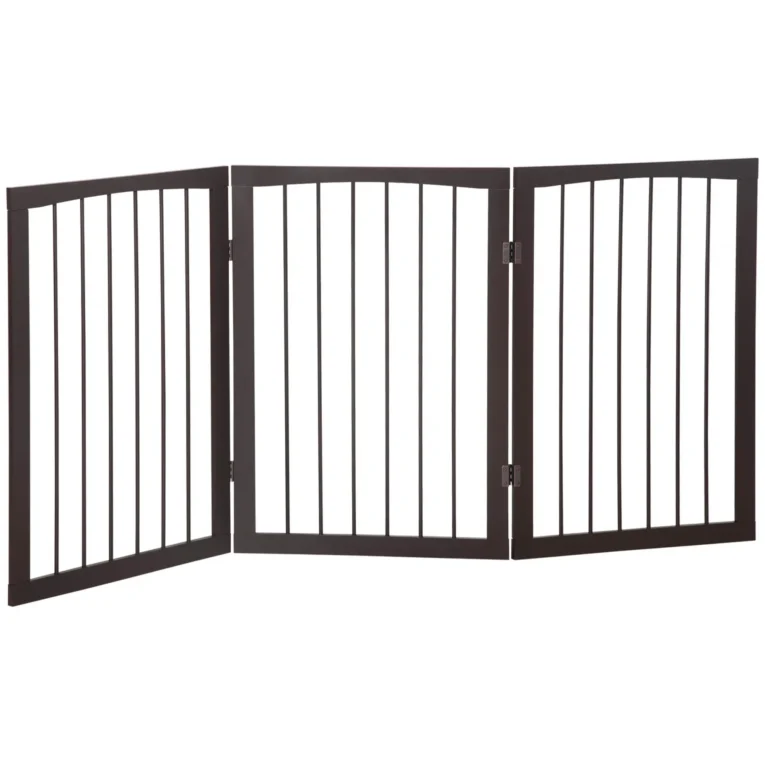Three-Panel Folding Pet Barrier – Dark Brown, 76cm