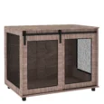 Large Dog Crate Furniture with Sliding Door – Walnut, 98cm