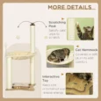 Cat Hammock Tower with Scratching Posts – Beige, 90cm