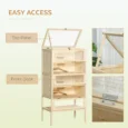 Four-Level Wooden Small Rodent Enclosure with Storage Shelf – Natural