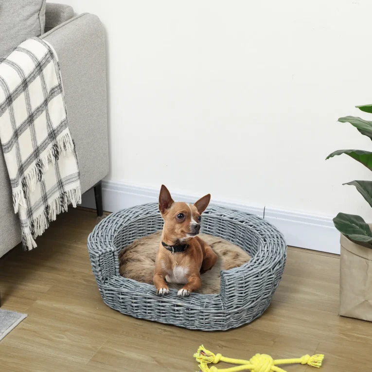 Wicker Pet Bed Sofa Couch 57x46x17.5cm – Grey