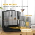 Metal Bird Cage with Perches, Bowls and Swing – Black, 59cm High