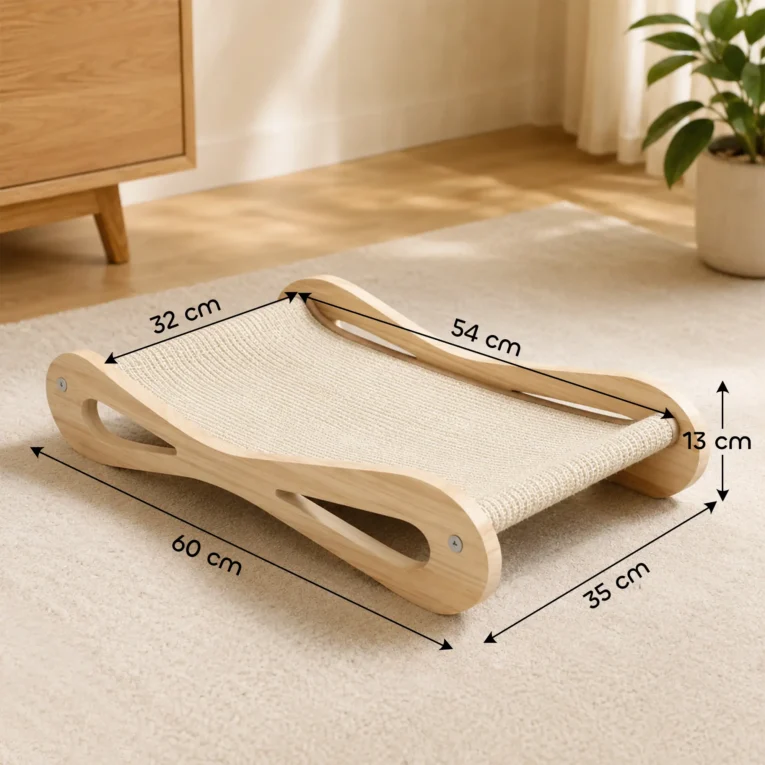 Raised Sisal Cat Scratching Lounger – Cream, 60cm