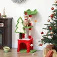 Christmas Cat Activity Tree with House and Scratching Board – Green, 103cm