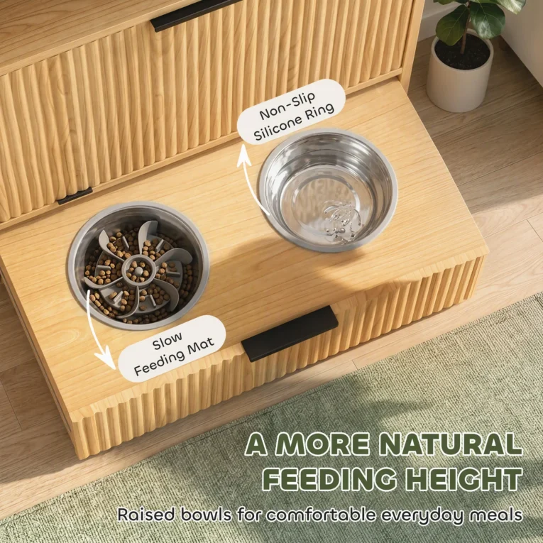 Pet Feeder Station Tilt-Out Cabinet Storage – Oak Pet Feeder Station Tilt-Out Cabinet Storage – Oak