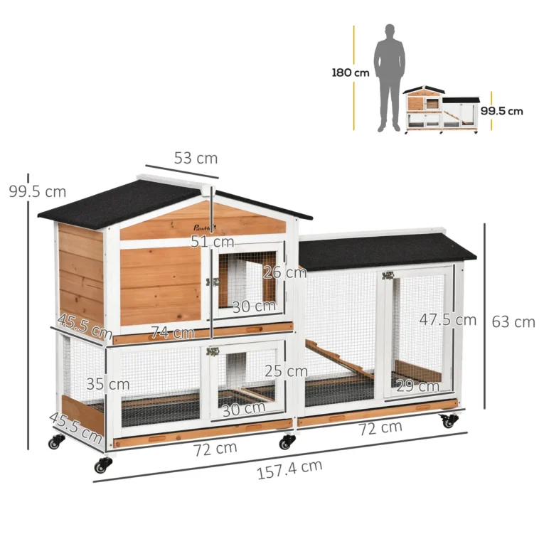 Two-Level Rabbit Hutch with Side Run – Yellow