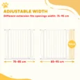 Adjustable Walk-Through Dog Gate – White, 75–95cm