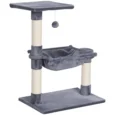 Cat Tower with Hammock and Top Perch – Grey, 70cm