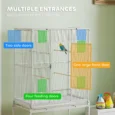 Large Bird Cage with Stand and Shelf 81x48x162.5cm – White