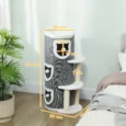 Three-Den Cat Scratching Barrel with Platforms – Grey, 101cm