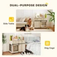 Dog Crate Cabinet with Sliding Door and Two Drawers – Oak, 100cm
